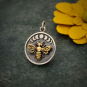 Sterling Silver Moon Phase Charm with Bronze Bee 22x16mm