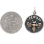 Sterling Silver Moon Phase Charm with Bronze Bee 22x16mm