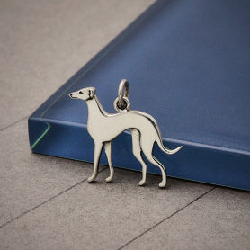 Sterling Silver Greyhound Dog Charm 19x19mm