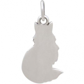Sterling Silver Layered Fluffy Cat Charm 21x10mm