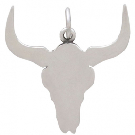 Sterling Silver Flat Cow Skull Pendant 21x20mm