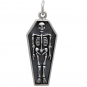 Sterling Silver Skeleton Charm in Coffin 29x10mm