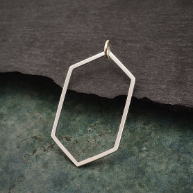 Sterling Silver Long Hexagon Link 36x19mm
