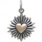 Mixed Metal Heart Pendant with Sunrays 20x14mm front
