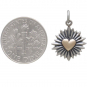 Mixed Metal Heart Pendant with Sunrays 20x14mm dime