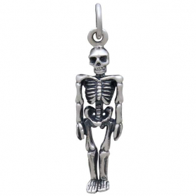Sterling Silver 3D Skeleton Charm 26x7mm