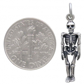 Sterling Silver 3D Skeleton Charm 26x7mm