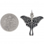Sterling Silver Etched Luna Moth Charm 27x23mm