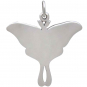 Sterling Silver Etched Luna Moth Charm 27x23mm