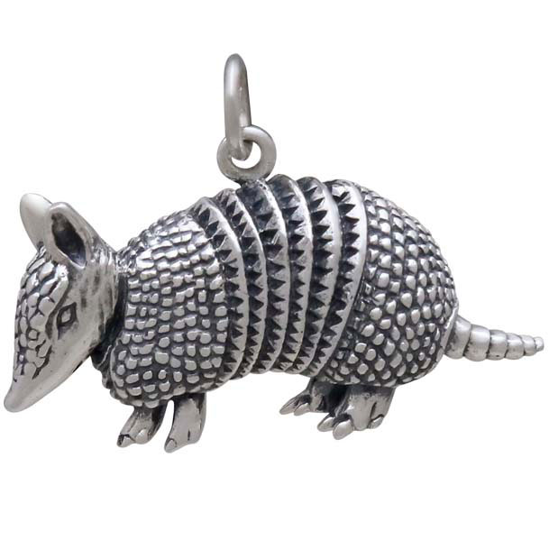 Armadillo Texas Animal 3D .925 Sterling Silver Charm Pendant MADE IN USA