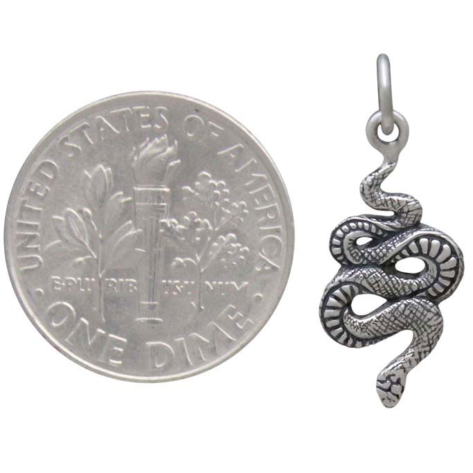 Sterling Silver Small Textured Snake Charm 22x9mm