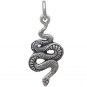 Sterling Silver Small Textured Snake Charm 22x9mm