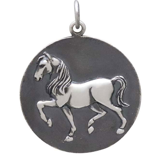 Sterling Silver Prancing Horse Pendant 28x21mm