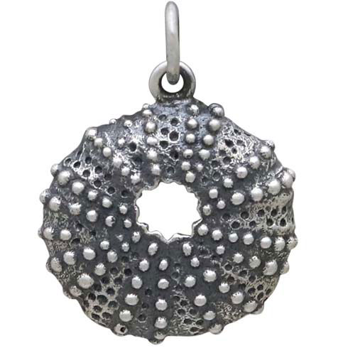 Sterling Silver Dimensional Sea Urchin Charm 20x16mm