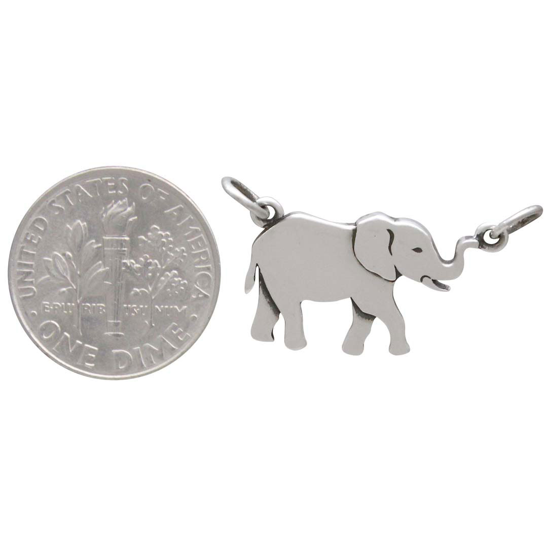 Sterling Silver Layered Elephant Pendant Festoon 17x21mm
