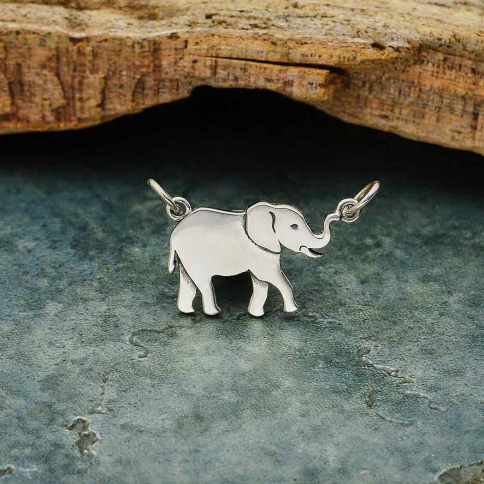 Sterling Silver Layered Elephant Pendant Festoon 17x21mm