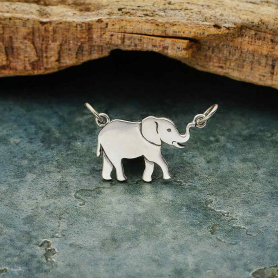 Silver Layered Elephant Pendant Festoon 17x21mmDISCONTINUED