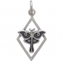 Sterling Silver Tiny Luna Moth Charm in Diamond Frame 23x11m