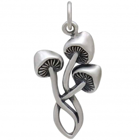 Sterling Silver Three Mushroom Charm 25x12mm