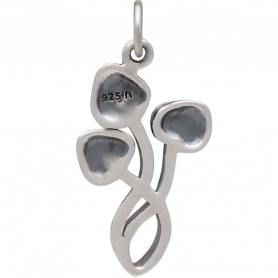 Sterling Silver Three Mushroom Charm 25x12mm