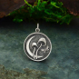 Sterling Silver Moon and Mushroom Pendant 25x18mm