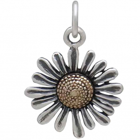 Mixed Metal Daisy Charm 19x13mm