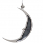 Sterling Silver Large Smiling Moon Pendant 32x17mm