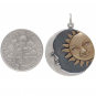 Mixed Metal Sun and Moon Pendant 27x21mm