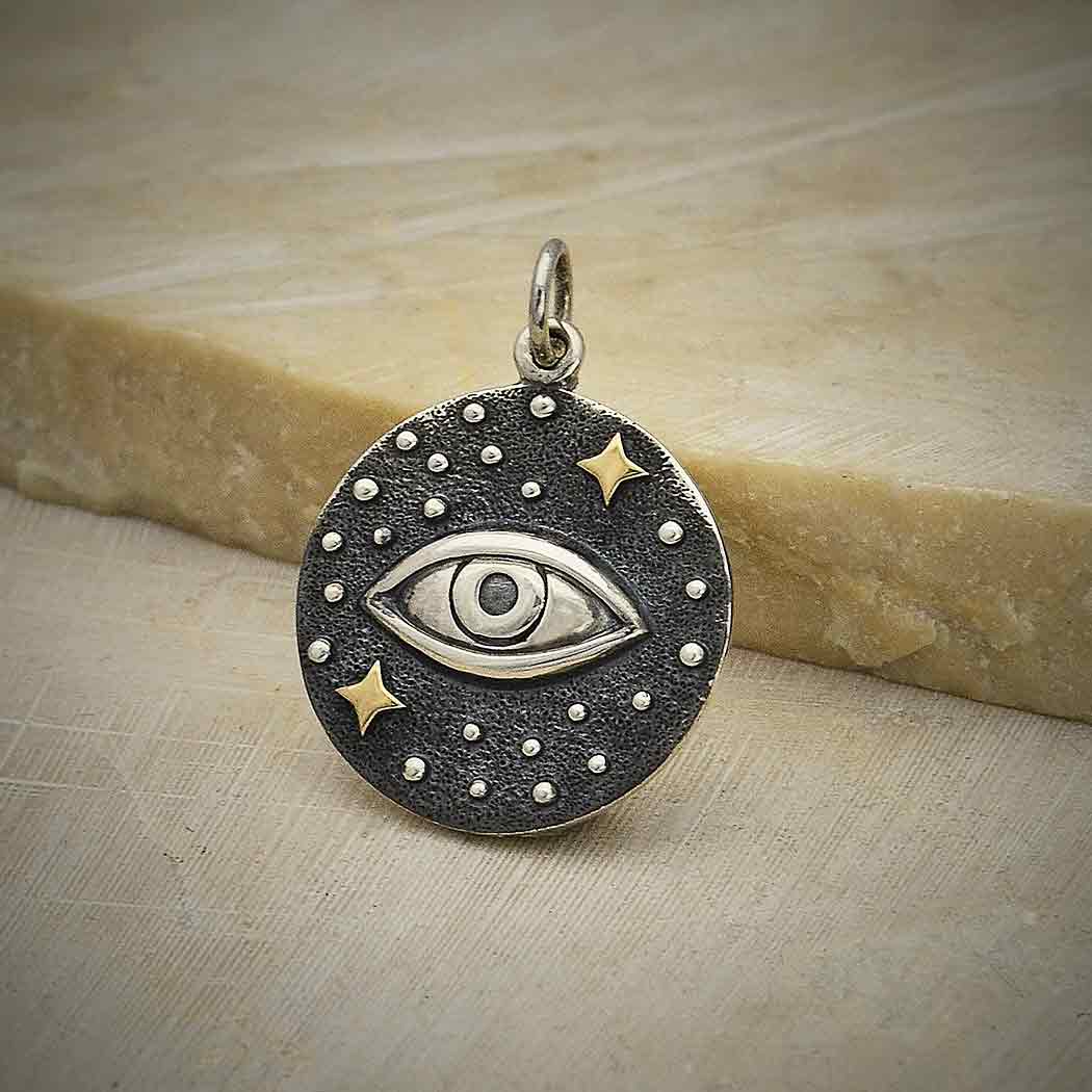 Eye of Truth Necklace Pendant Charm 14kt Gold