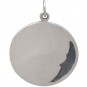 Silver Crescent Moon Face Pendant with Bronze Star 27x21mm