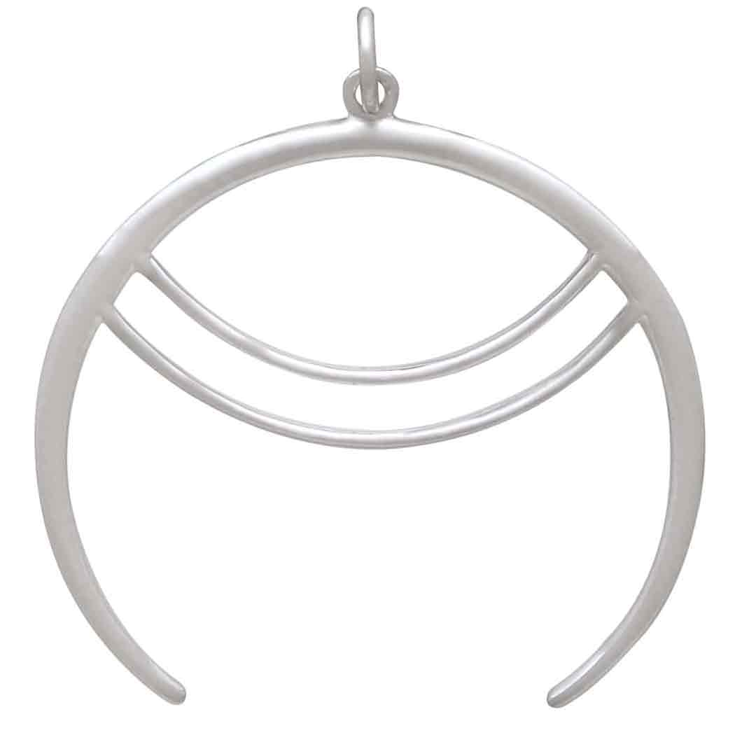 Sterling Silver Inverted Crescent with Curved Bars 35x32mm