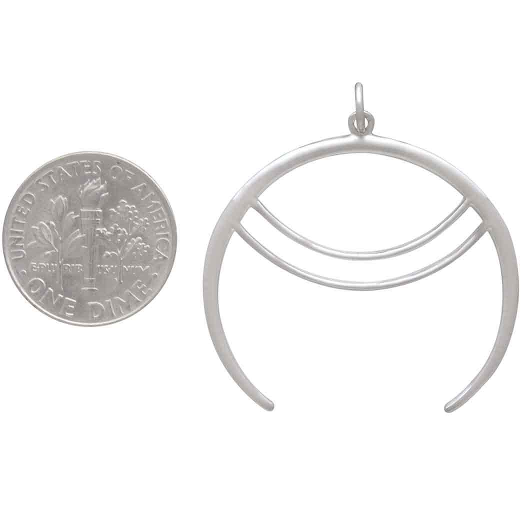 Sterling Silver Inverted Crescent with Curved Bars 35x32mm