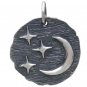 Sterling Silver Ancient Coin with Stars and Moon 22x18mm