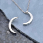 Sterling Silver Long Crescent Moon Bead 18x10mm