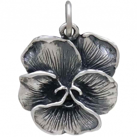 Sterling Silver Pansy Flower Charm 20x14mm