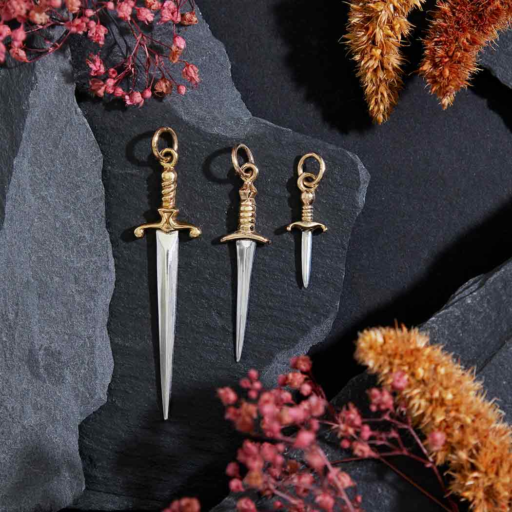 Mixed Metal Sword Charms in 3 Sizes
