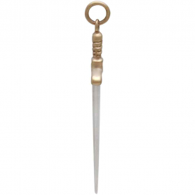 Sterling Silver Sword Pendant with Bronze Handle 41x10mm