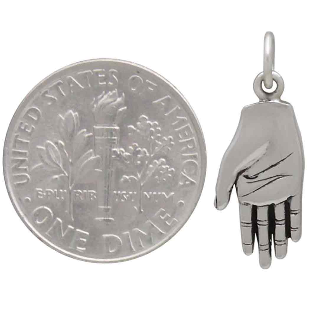 Sterling Silver Hand Charm 21x8mm