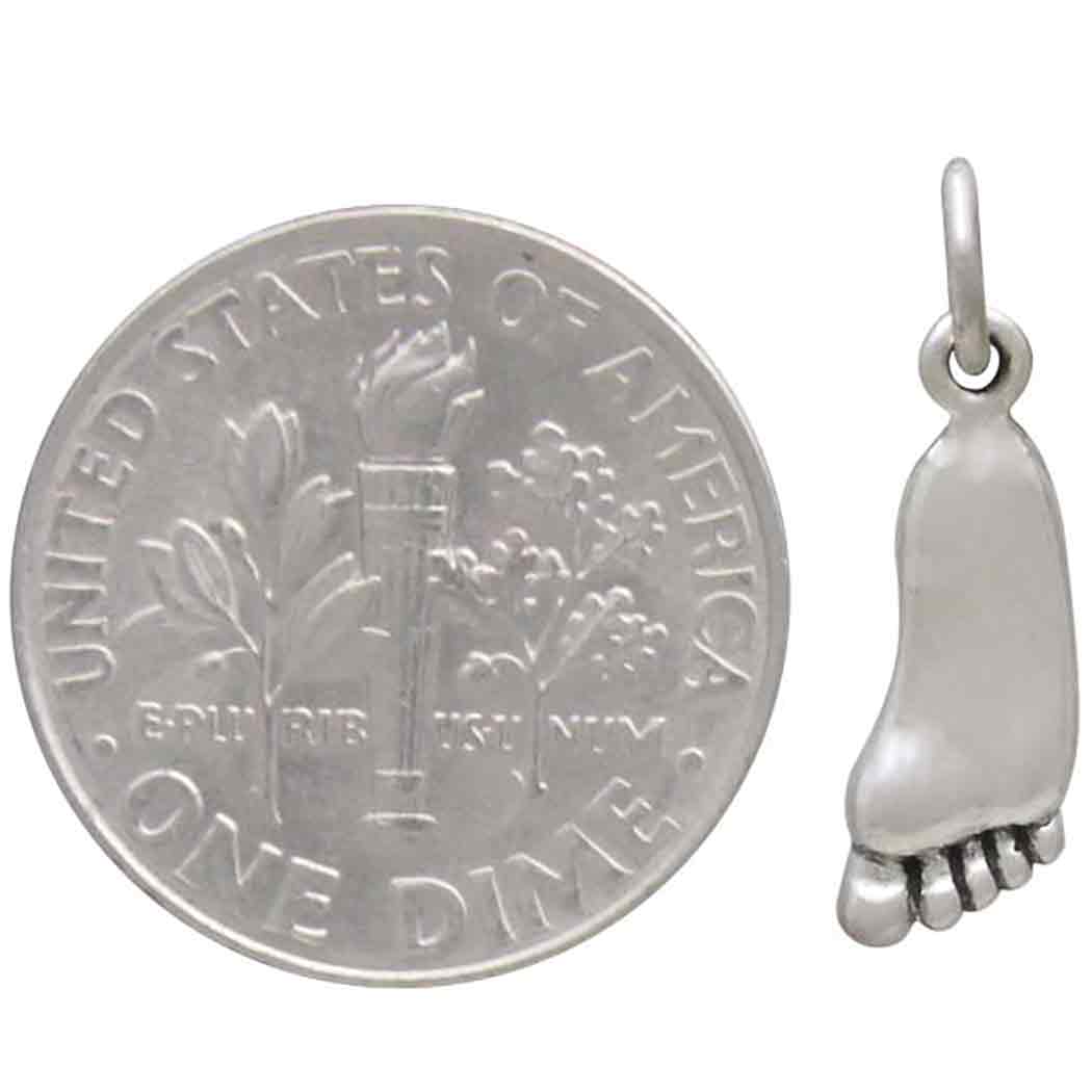 Sterling Silver Foot Charm 19x5mm