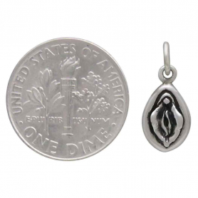 Sterling Silver Yoni Charm 17x7mm