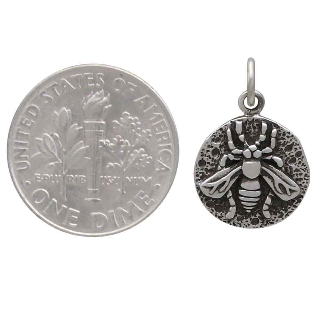 Sterling Silver Small Ancient Coin Bee Charm 18x12mm