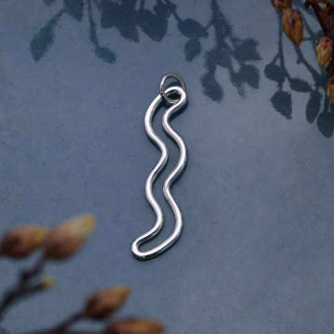 Sterling Silver Openwork Squiggle Link 32x7mm