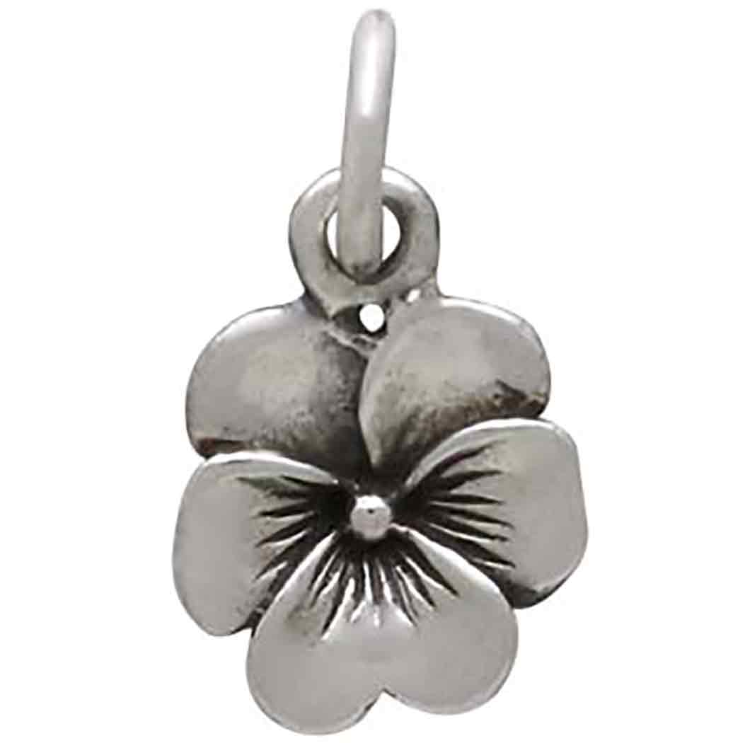 Sterling Silver Small Pansy Charm 14x8mm