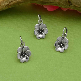 Sterling Silver Small Pansy Charm 14x8mm