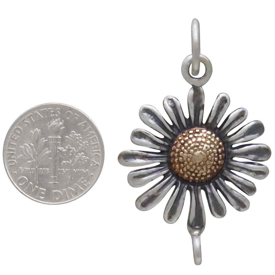 Sterling Silver and Bronze Daisy Link 22x13mm
