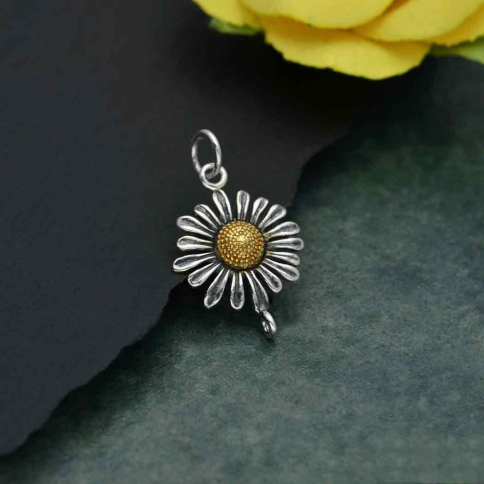 Sterling Silver and Bronze Daisy Link 22x13mm