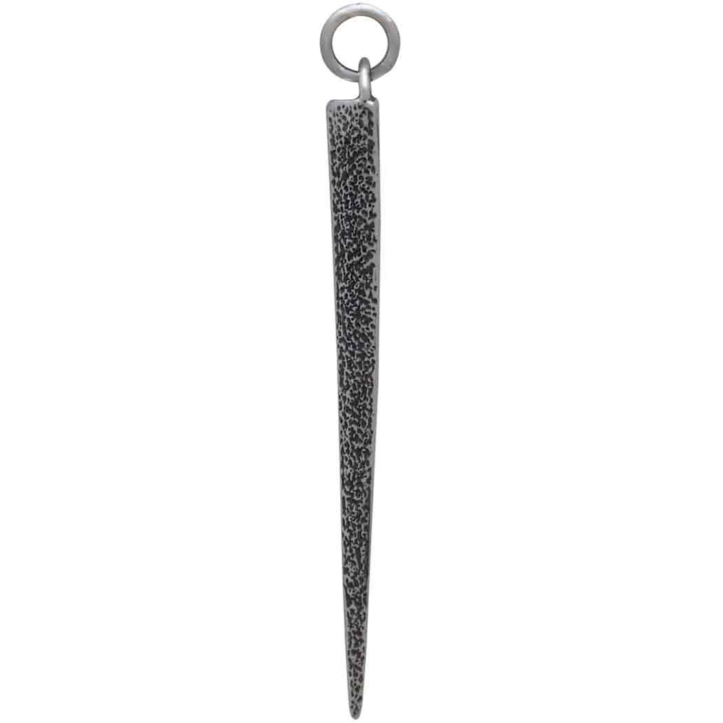 Sterling Silver Ridged Spike Pendant with Texture 46x4mm