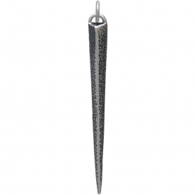 Sterling Silver Ridged Spike Pendant with Texture 46x4mm