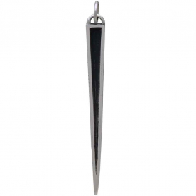 Sterling Silver Ridged Spike Pendant with Texture 46x4mm