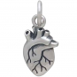 Sterling Silver Mini Anatomical Heart Charm 16x7mm